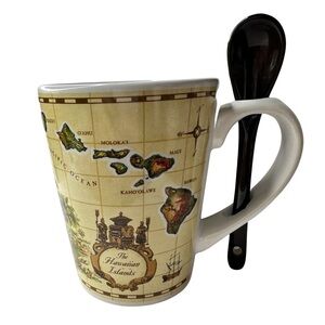 The Hawaiian Islands Coffee Cup w/Spoon (Like New - Excellent Condition) 🌺